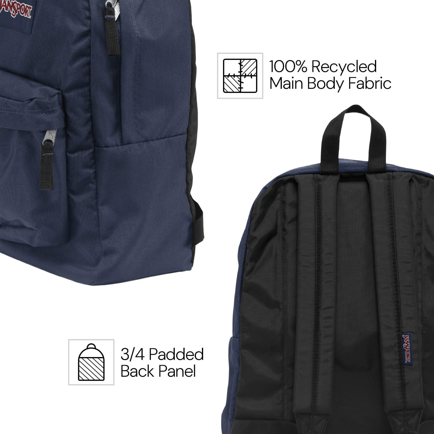 JanSport SuperBreak One Backpacks - Durable, Lightweight Bookbag with 1 Main Compartment, Front Utility Pocket with Built-in Organizer - Premium Backpack, Black - Image 3