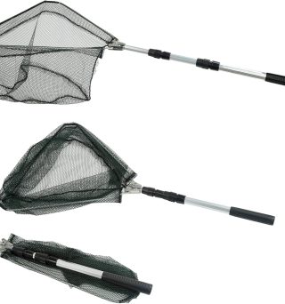 RESTCLOUD Fishing Landing Net with Telescoping Pole Handle, Fishing net Freshwater for Kids Men Women, Extend to 40-63 Inches